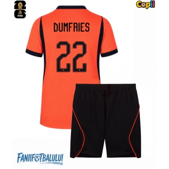 Țările de Jos Denzel Dumfries #22 Echipament de Fotbal Replică Mondial 2026 Copii Acasa (+ Șorturi)